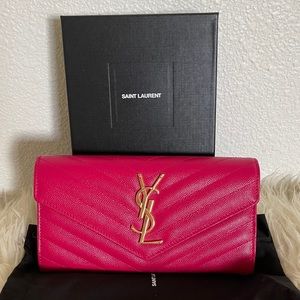 YSL long wallet Hot Pink
